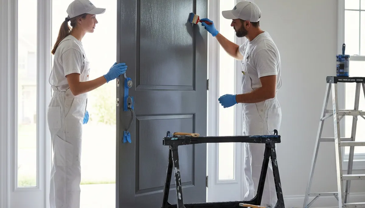 Professional door painting service by expert house painters in Des Moines, IA