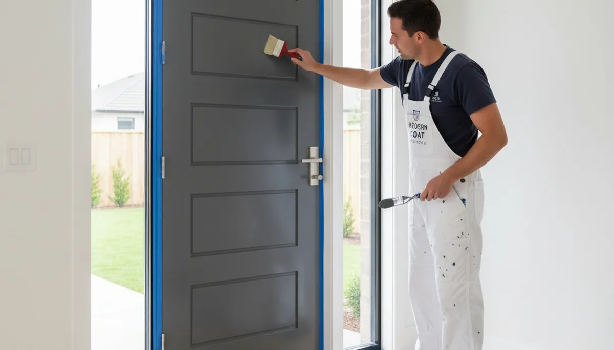 Professional door painting by house painters in Des Moines, IA enhancing curb appeal and protection