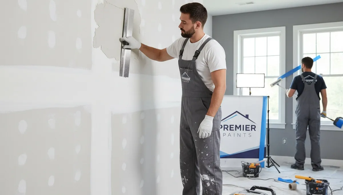 Professional drywall repair and wall painting in Des Moines, IA home by expert local painters