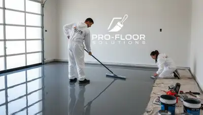 Professional epoxy floor coating in Des Moines IA garage by local house painting experts